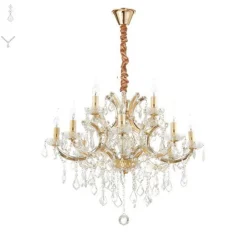 Ideallux Ideal Lux lysekrone Napoleon, gullfarget, krystall 12flg. Outlet