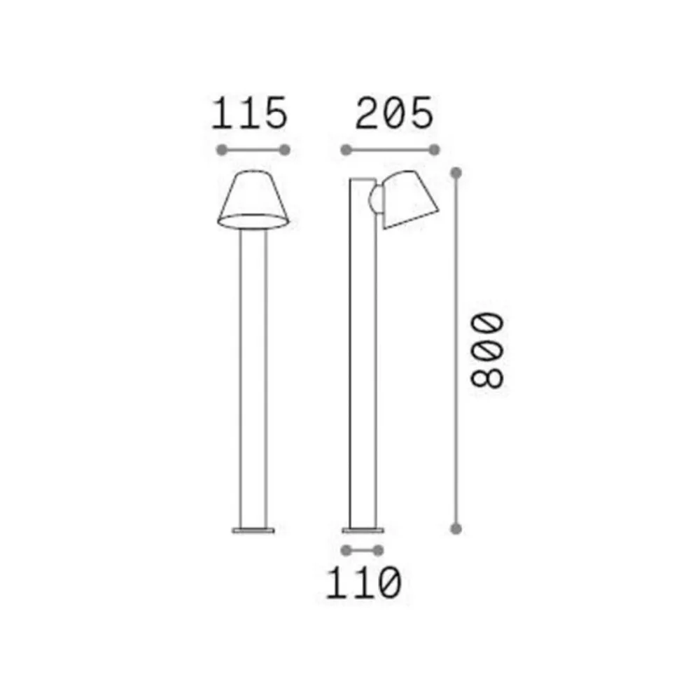 Ideallux Ideal Lux veilampe gass, svart, aluminium, høyde 80 cm| Gatebelysning, Pullert Belysning