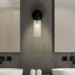 Searchlight Imperial vegglampe, svart, 1 lyskilde, stål, glass, IP44 Best