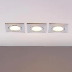 Lindby Innbyggingslamper i krom med LED, kantet sett med 3 stk Hot