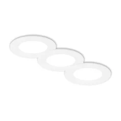 Briloner Innfellingslampe Jeft, Ø 9 cm, hvit, sett med 3 stk, av/på, fast| Downlights