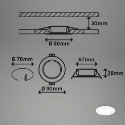 Briloner Innfellingslampe Jeft, Ø 9 cm, hvit, sett med 3 stk, av/på, fast| Downlights