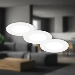 Briloner Innfellingslampe Jeft, Ø 9 cm, hvit, sett med 3 stk, av/på, fast| Downlights