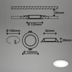 Briloner Innfellingslampe Jeft, Ø12 cm, hvit, sett med 3 stk, av/på, stiv Discount