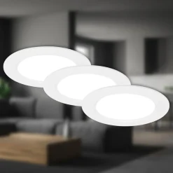 Briloner Innfellingslampe Jeft, Ø12 cm, hvit, sett med 3 stk, av/på, stiv Discount