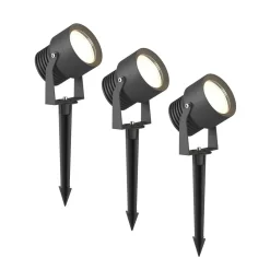 Lucande Irina utendørs LED-spot, sett med 3 stk, jordspyd, støpsel, grå Online
