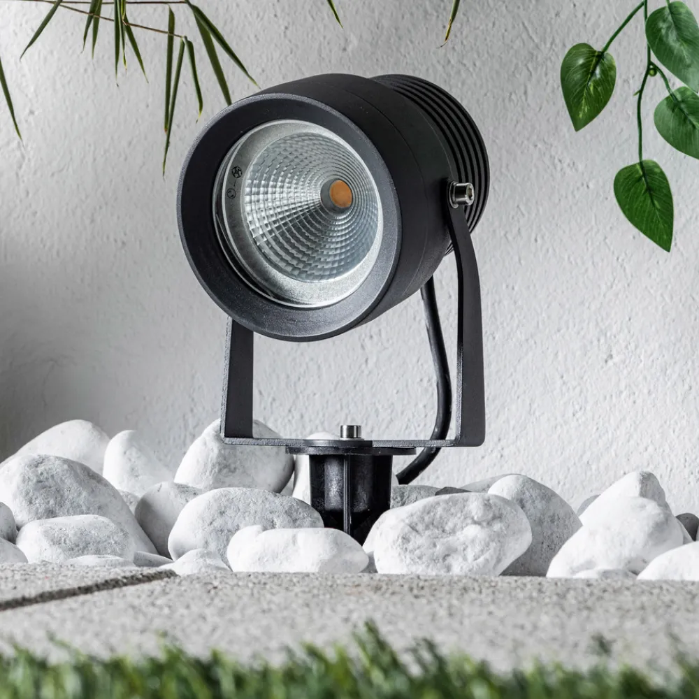 Lucande Irina utendørs LED-spot, sett med 3 stk, jordspyd, støpsel, grå Online