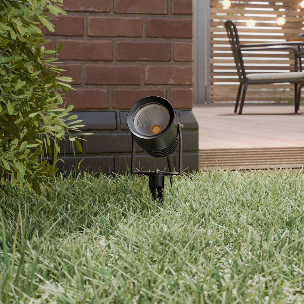 Lucande Irina utendørs LED-spot, sett med 3 stk, jordspyd, støpsel, grå Online