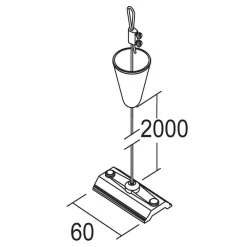 Ivela LKM tauoppheng 200 cm, plate 6 cm, svart| Skinnesystem