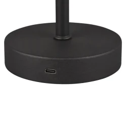 Reality Leuchten Jeff LED oppladbar bordlampe, matt svart, høyde 30 cm, metall| Kontorbelysning