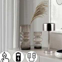 Reality Leuchten Jeff LED-bordlampe, kromfarget, høyde 30 cm, metall Sale