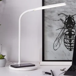 Brilliant Joni LED-skrivebordslampe, hvit, høyde 34 cm, CCT, dimbar Clearance