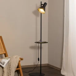 TK Lighting Jump gulvlampe, svart, justerbar, hylle Sale