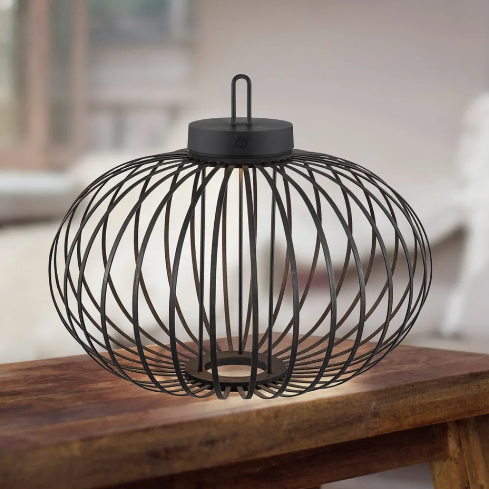 JUST LIGHT. Akuba LED-bordlampe svart 37 cm bambus| Led-Utendørs|Bordlamper