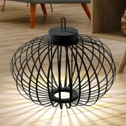 JUST LIGHT. Akuba LED-bordlampe svart 37 cm bambus| Led-Utendørs|Bordlamper