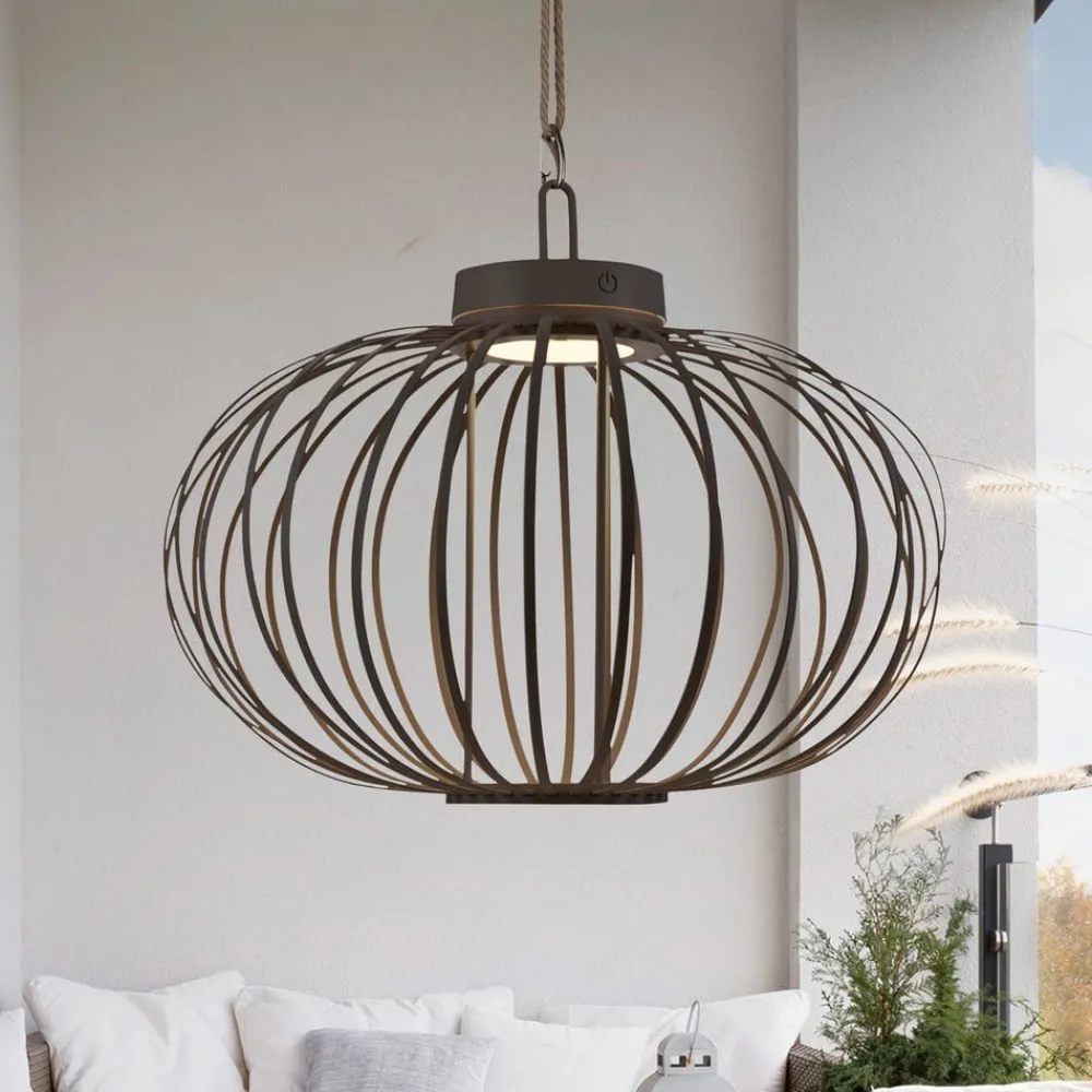 JUST LIGHT. Akuba LED-bordlampe svart 37 cm bambus| Led-Utendørs|Bordlamper