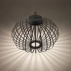 JUST LIGHT. Akuba LED-bordlampe svart 37 cm bambus| Led-Utendørs|Bordlamper