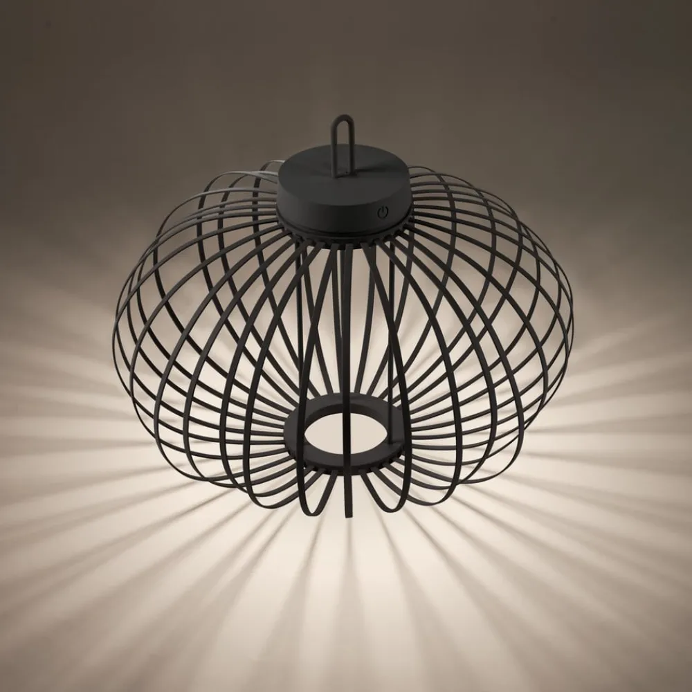 JUST LIGHT. Akuba LED-bordlampe svart 37 cm bambus| Led-Utendørs|Bordlamper