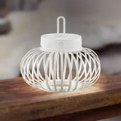 JUST LIGHT. GmbH JUST LIGHT. Akuba LED-bordlampe, hvit, 22 cm, bambus| Dekorasjonsbelysning|Led-Utendørs