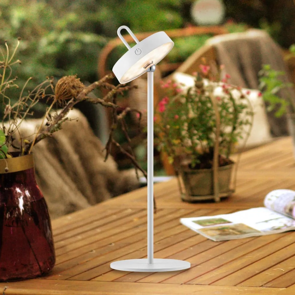 JUST LIGHT. Amag LED-bordlampe, hvit, jern, IP44| Dekorasjonsbelysning|Terrassebelysning