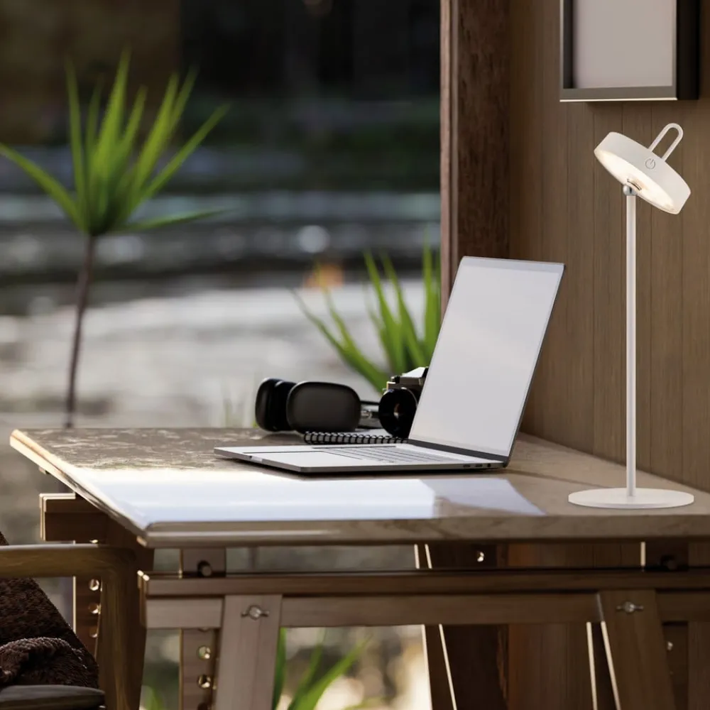 JUST LIGHT. Amag LED-bordlampe, hvit, jern, IP44| Dekorasjonsbelysning|Terrassebelysning