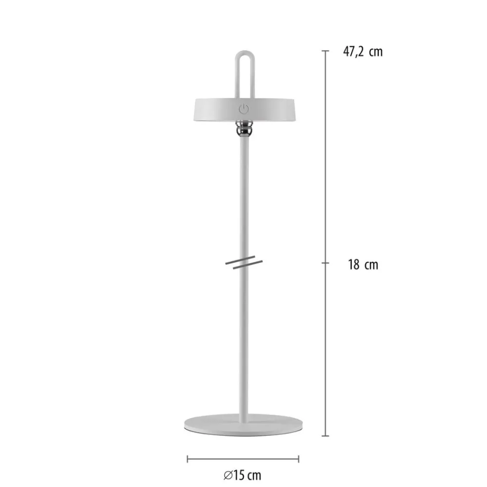 JUST LIGHT. Amag LED-bordlampe, hvit, jern, IP44| Dekorasjonsbelysning|Terrassebelysning