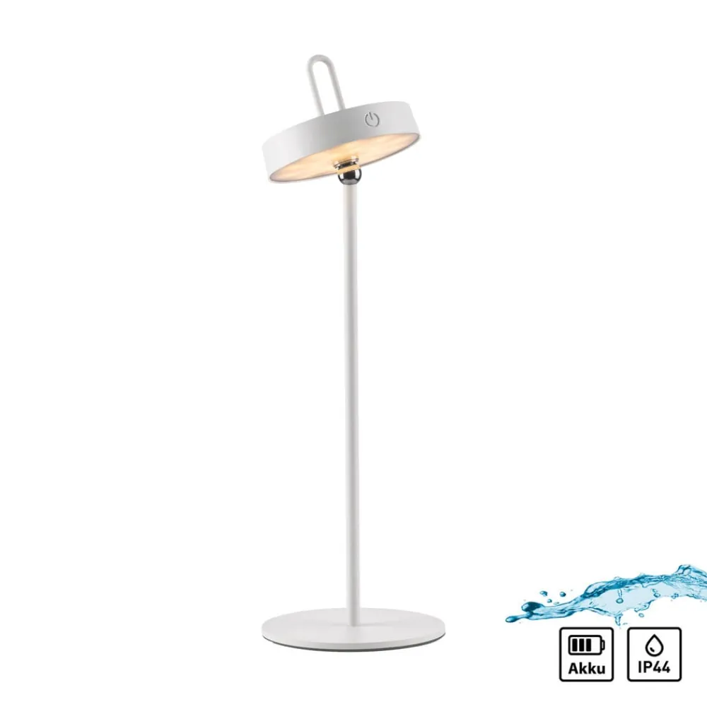 JUST LIGHT. Amag LED-bordlampe, hvit, jern, IP44| Dekorasjonsbelysning|Terrassebelysning