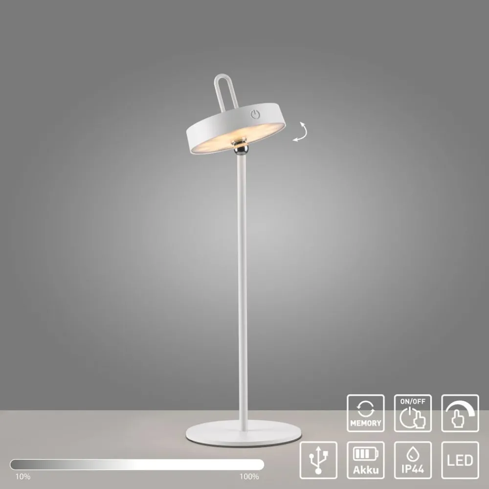 JUST LIGHT. Amag LED-bordlampe, hvit, jern, IP44| Dekorasjonsbelysning|Terrassebelysning