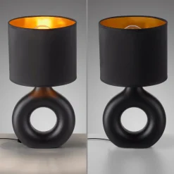 JUST LIGHT. GmbH JUST LIGHT. Carara bordlampe, keramisk fot, svart| Bordlamper