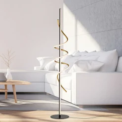 JUST LIGHT. GmbH JUST LIGHT. Emanda LED-gulvlampe, jern, svart-messing Discount