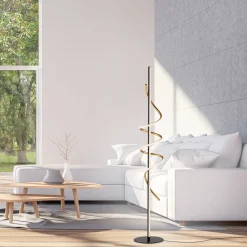 JUST LIGHT. GmbH JUST LIGHT. Emanda LED-gulvlampe, jern, svart-messing Discount