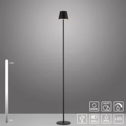 JUST LIGHT. GmbH JUST LIGHT. Euria LED-gulvlampe, svart, jern, IP54 Hot