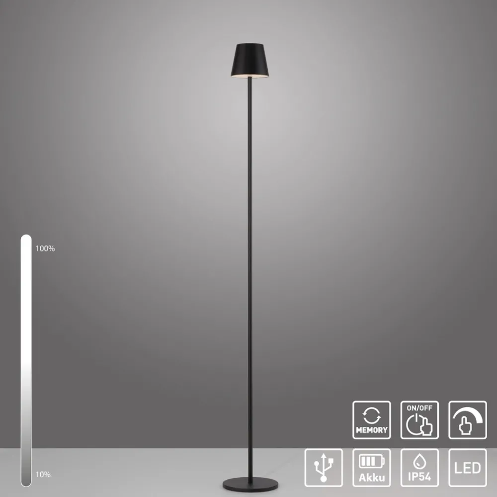 JUST LIGHT. GmbH JUST LIGHT. Euria LED-gulvlampe, svart, jern, IP54 Hot