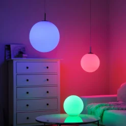 JUST LIGHT. Hengelampe LOLAsmart Bolo, Ø 20 cm, RGB, CCT| Smarthus Belysning