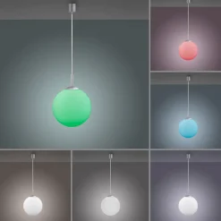 JUST LIGHT. Hengelampe LOLAsmart Bolo, Ø 25 cm, RGB, CCT| Smarthus Belysning