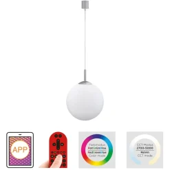 JUST LIGHT. Hengelampe LOLAsmart Bolo, Ø 25 cm, RGB, CCT| Smarthus Belysning
