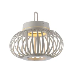JUST LIGHT. LED-bordlampe Akuba gråbeige 22 cm bambus| Dekorasjonsbelysning|Bordlamper