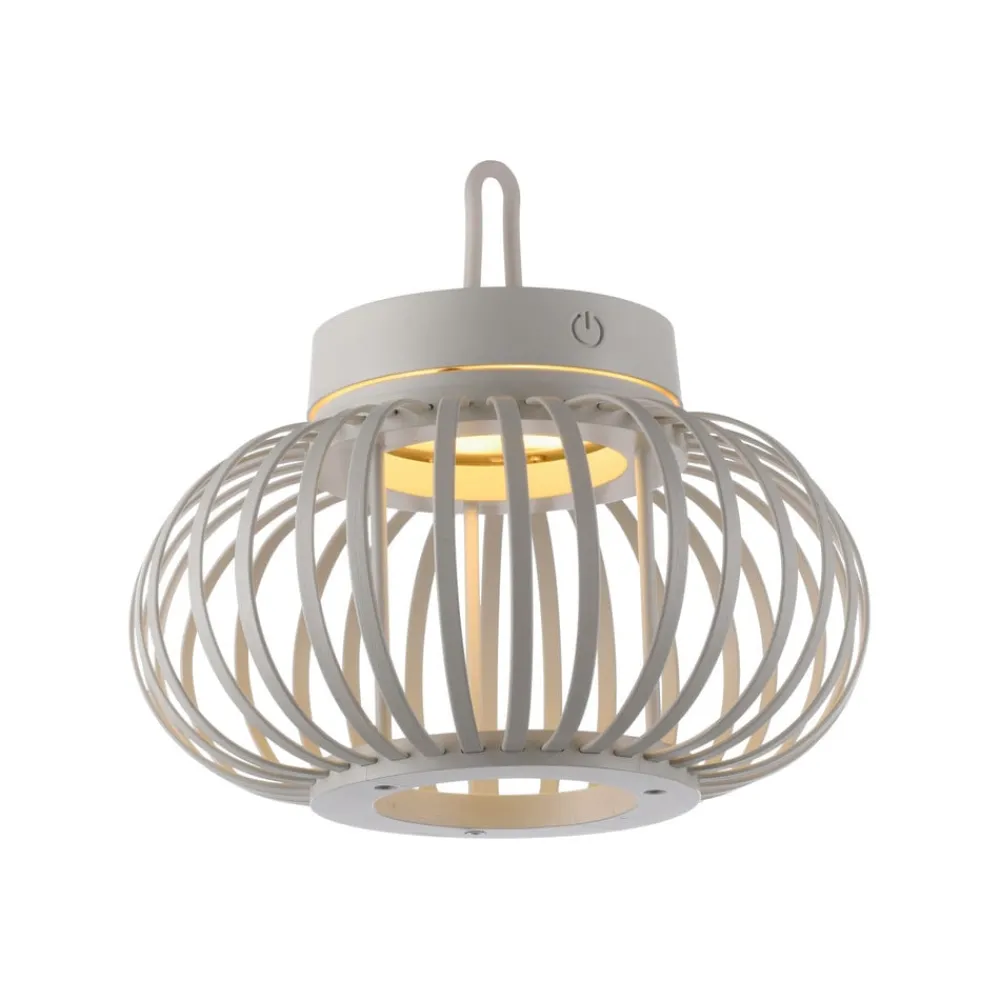 JUST LIGHT. LED-bordlampe Akuba gråbeige 22 cm bambus| Dekorasjonsbelysning|Bordlamper