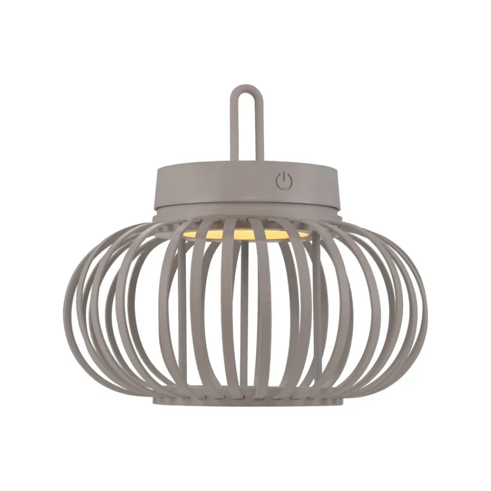 JUST LIGHT. LED-bordlampe Akuba gråbeige 22 cm bambus| Dekorasjonsbelysning|Bordlamper