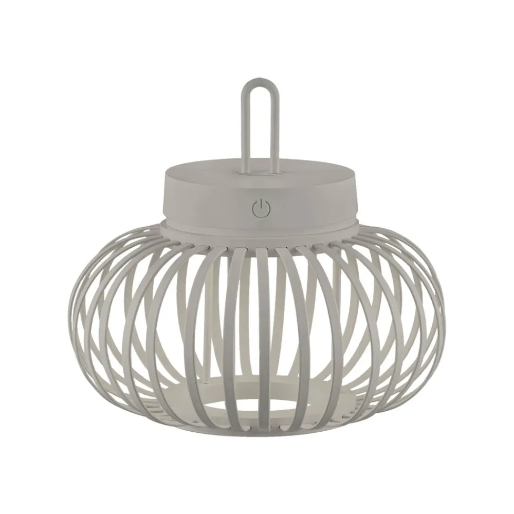 JUST LIGHT. LED-bordlampe Akuba gråbeige 22 cm bambus| Dekorasjonsbelysning|Bordlamper