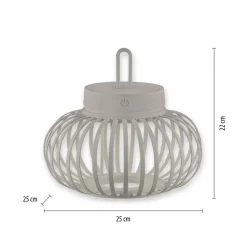 JUST LIGHT. LED-bordlampe Akuba gråbeige 22 cm bambus| Dekorasjonsbelysning|Bordlamper