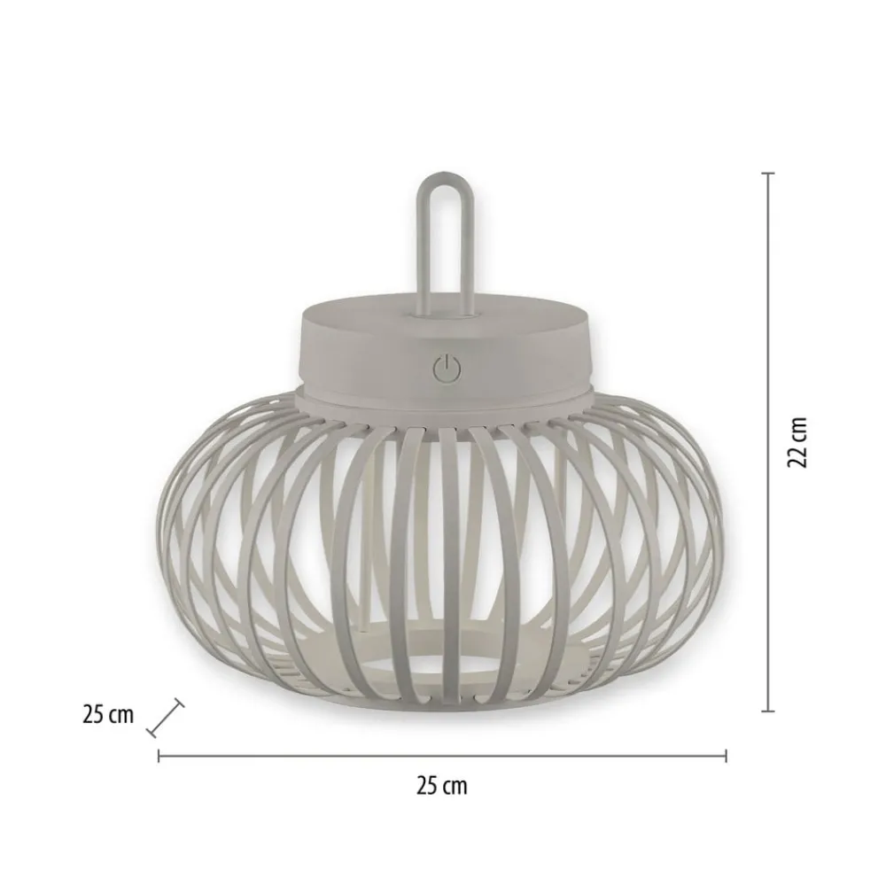 JUST LIGHT. LED-bordlampe Akuba gråbeige 22 cm bambus| Dekorasjonsbelysning|Bordlamper