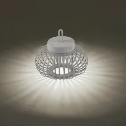 JUST LIGHT. LED-bordlampe Akuba gråbeige 22 cm bambus| Dekorasjonsbelysning|Bordlamper