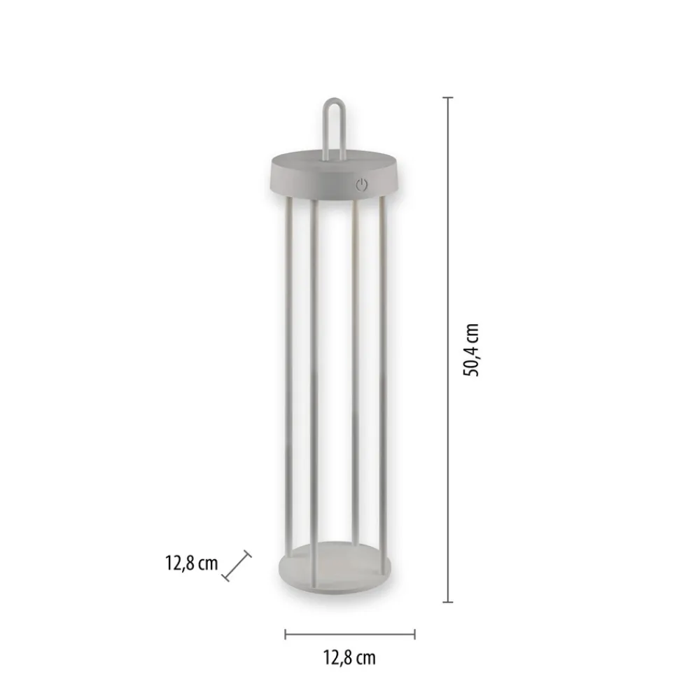 JUST LIGHT. LED-bordlampe Anselm gråbeige 50 cm jern Clearance