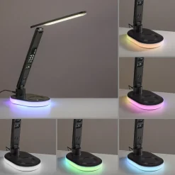 JUST LIGHT. LED-bordlampe Tina, ABS, CCT, RGB, svart Sale