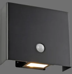 JUST LIGHT. GmbH JUST LIGHT. Utendørs vegglampe Amin, oppladbart batteri, svart aluminium Outlet