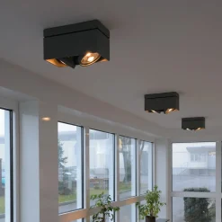 SLV Kardamod taklampe, svart, stål, lengde 31,5 cm, 2 lyskilder.| Taklamper Utendørs|Spotter I Tak