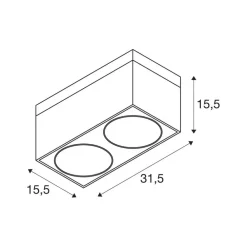 SLV Kardamod taklampe, svart, stål, lengde 31,5 cm, 2 lyskilder.| Taklamper Utendørs|Spotter I Tak
