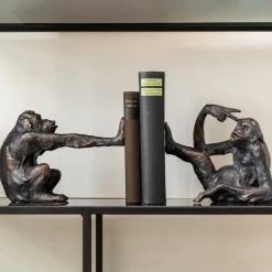 KARE Bokstøtte Monkey, polyresin, svart, sett med 2 stk Online