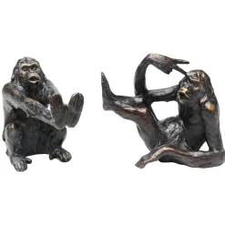 KARE Bokstøtte Monkey, polyresin, svart, sett med 2 stk Online